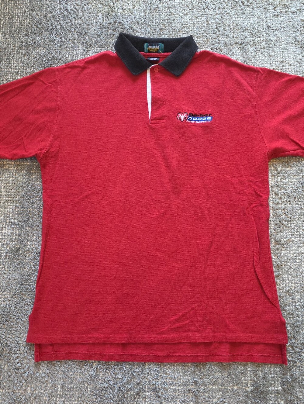 Vintage Barber Dodge Pro Series Racing Polo Shirt XL USA Made Dunbrooke 90s